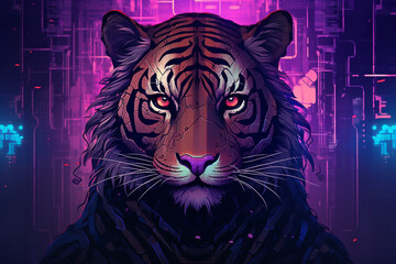 tiger with purple background theme
