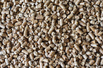 Detail wood pellet background,. Biofuels. Cat litter.