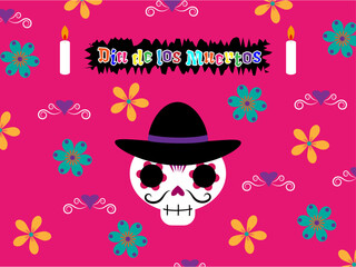 ポップな色のメキシコの死者の祭りのデザインカード