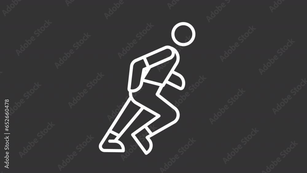 Poster white simple thin line animation of running, hd video with transparent background, seamless loop 4k 