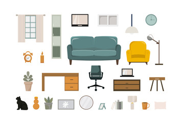 Interior living room and office in a modern style