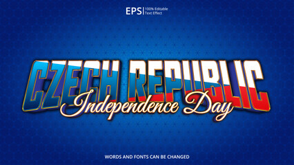 Fototapeta premium czech republic editable text effect with czech republic flag pattern suitable for poster design about holiday, Feast day or czech republic independence day moment