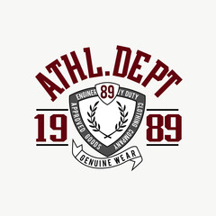 Baseball Sport, athl. dept. vector print and varsity. For t-shirt or other uses in vector. T shirt graphic