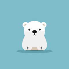 Kids furniture filled white logo. Child nutrition. Adorable polar bear. Design element. Created with artificial intelligence. Positive ai art for corporate branding, baby care products, toy store