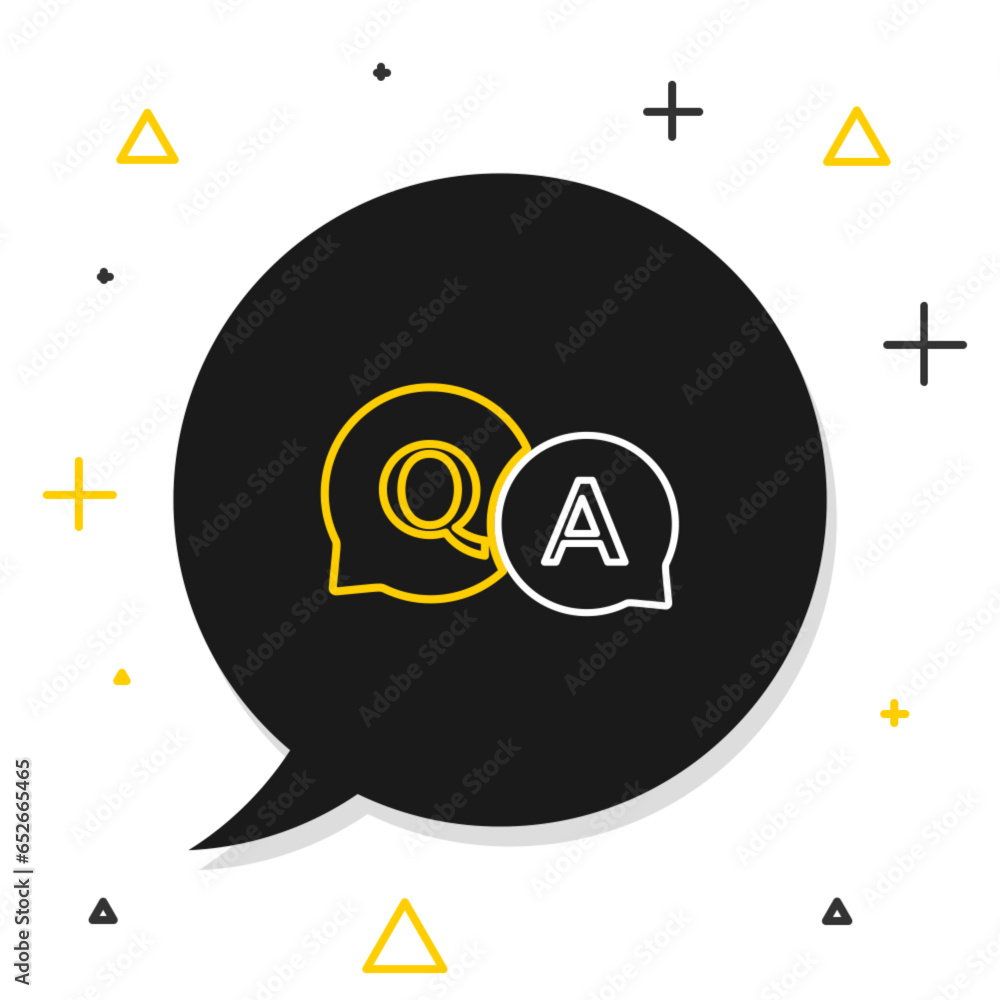 Poster line speech bubbles with question and answer icon isolated on white background. q and a symbol. faq 