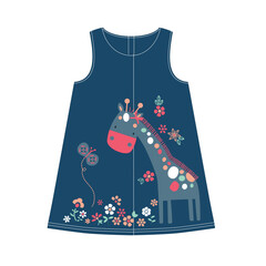  denim frocks flower print vector design