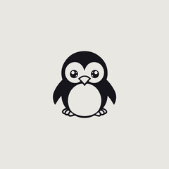ペンギンのシンプルで可愛いロゴのベクター画像