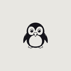 ペンギンのシンプルで可愛いロゴのベクター画像