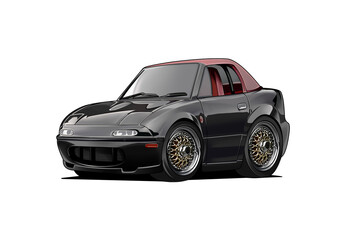 A black oval sedan car that is worn by teenage girls 