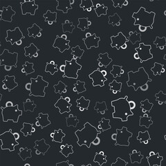 Grey Piggy bank icon isolated seamless pattern on black background. Icon saving or accumulation of money, investment. Vector