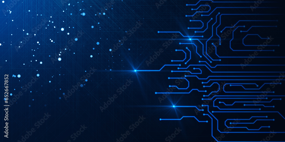 Poster creative digital blue circuit texture. technology, chip and innovation concept. 3d rendering.