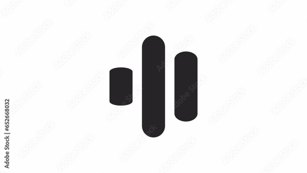 Poster bar variations black and white loading animation. music sound waves outline 2d cartoon preloader, fl