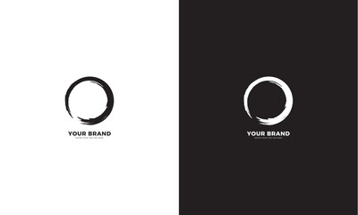 Ink circle logo, zen, paint, brush stroke. Vector graphic design