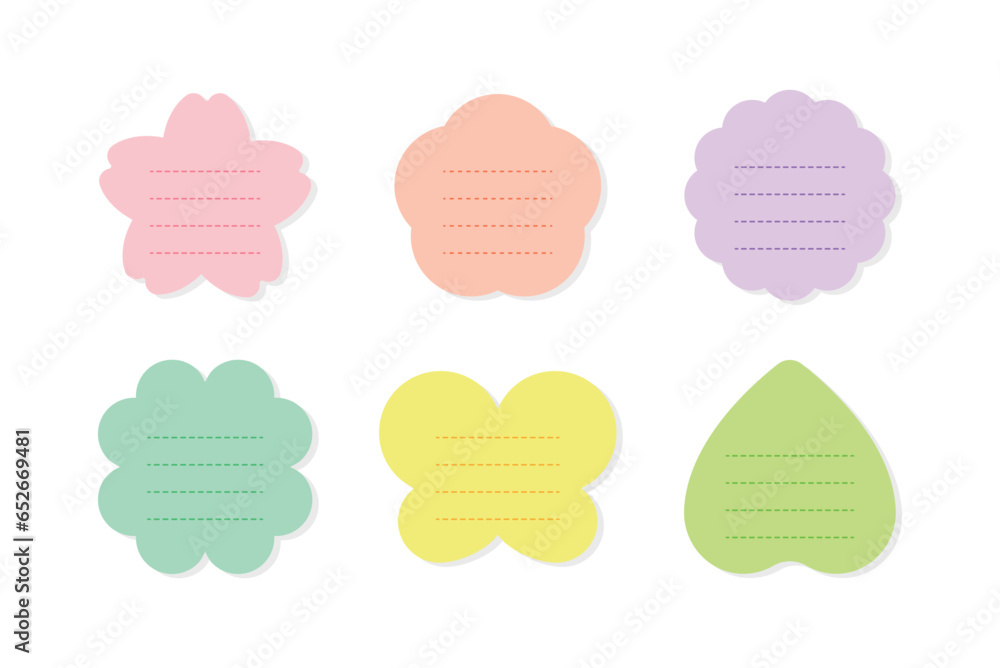 Poster this is a set of cute notepad design illustrations for writing messages. decorations in the shape of