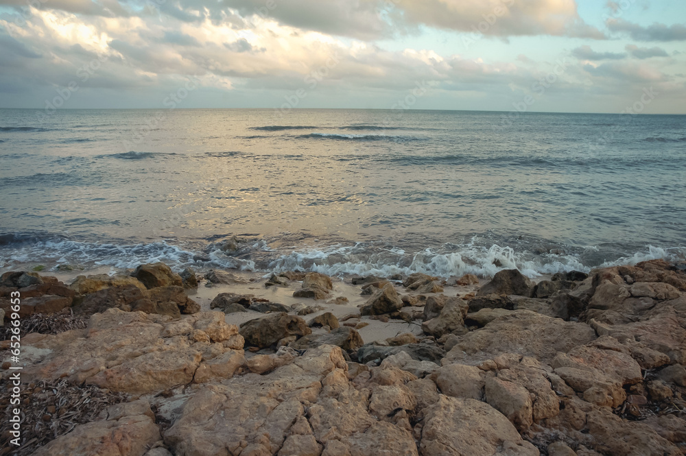 Wall mural Mediterranean Sea coast in Aghir town on Djerba Island, Tunisia