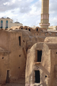 Ghorfas of Medenine. old granaries in historic fortified village called Ksar, Medenine city, Tunisia