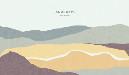 Modern landscape in a minimalist style. Contemporary aesthetic poster. Vector poster