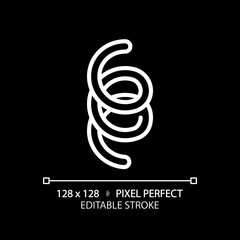 2D pixel perfect editable white spirochete icon, isolated monochromatic vector, thin line illustration representing bacteria.