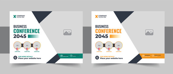 Corporate abstract live webinar and corporate horizontal business conference flyer template and annual conference meeting workshop banner, conference event banner layout