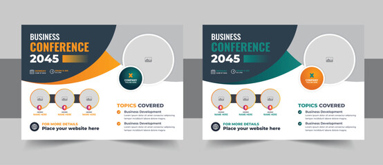 Modern conference flyer and invitation banner template design, Annual corporate business workshop, meeting & training promotion poster layout