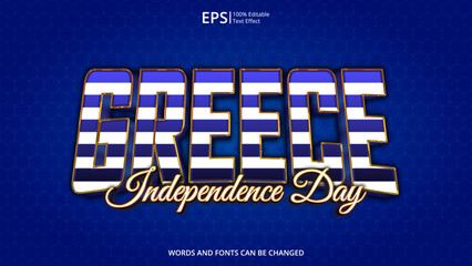 greece editable text effect with greece flag pattern suitable for poster design about holiday, Feast day or greece independence day moment