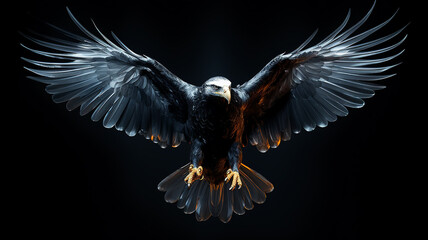 eagle, large bird of prey on a black background, art, fantasy, unusual bright predator - obrazy, fototapety, plakaty