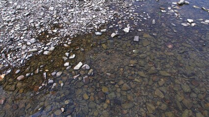 Crystal Clear Stream Bottom Rocks Stones and Flowing Water