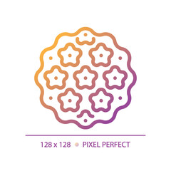 2D pixel perfect gradient bacteria icon, isolated vector, thin line illustration.