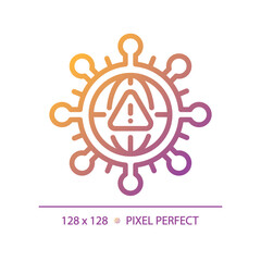 2D pixel perfect gradient bacteria icon, isolated vector, thin line illustration.