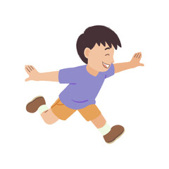 Fototapeta na wymiar Boy running hand drawn illustration