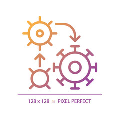 2D pixel perfect gradient bacteria growth icon, isolated vector, thin line illustration representing bacteria.
