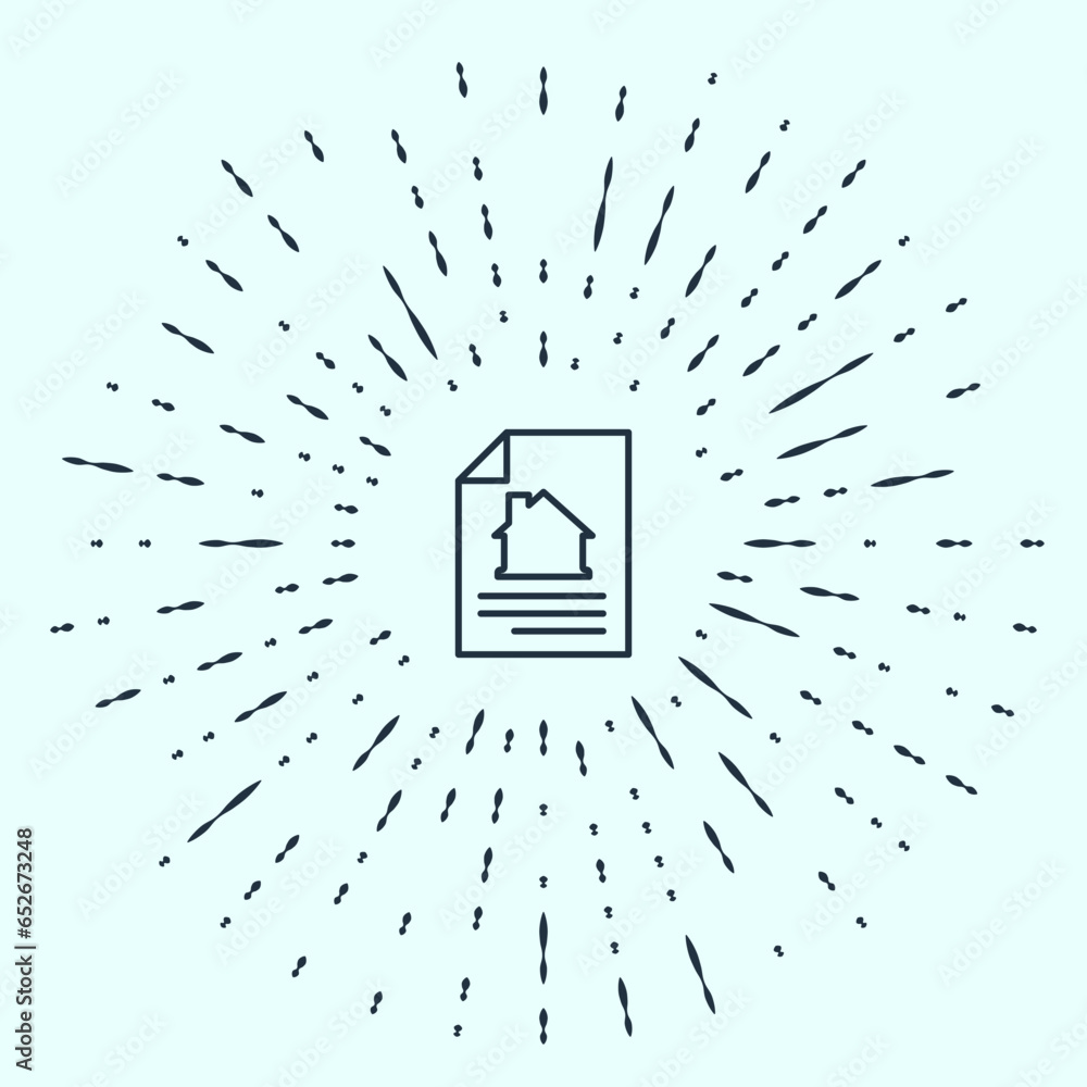 Poster black line house contract icon isolated on grey background. contract creation service, document form