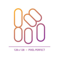 2D pixel perfect gradient bacilli icon, isolated vector, thin line illustration representing bacteria.