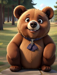 happy bear with a flower