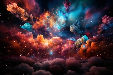 Obraz na płótnie Canvas Colorful fireworks explosion from a unique angle, Generative AI