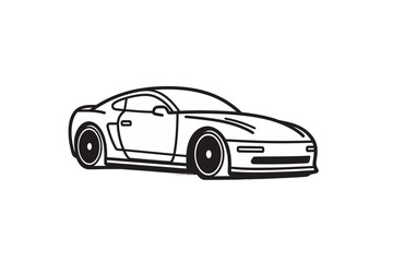 Line icon car for web, white background