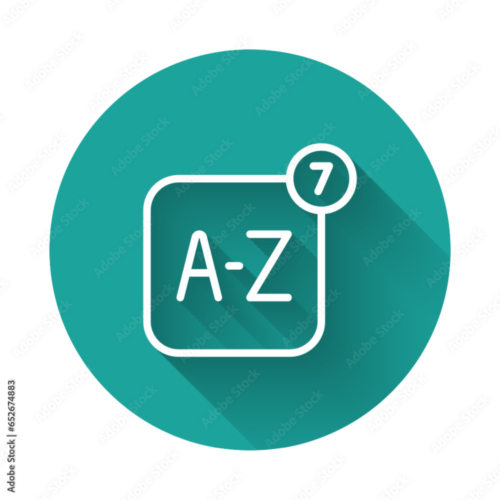 Poster white line online translator icon isolated with long shadow background. foreign language conversatio