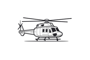 Line icon helicopter for web, white background