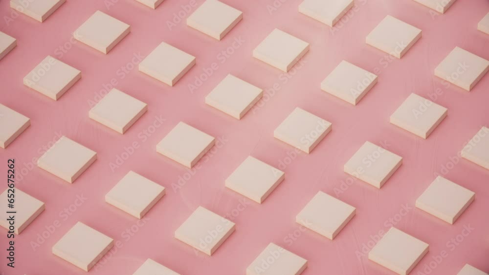 Poster cube background loop 4k - pink delicious geometric pattern, abstract, satisfying movement, seamless 