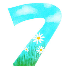 Number of sky and flowers background 