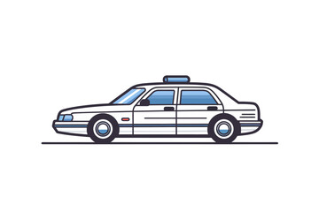 Line icon police car for web, white background