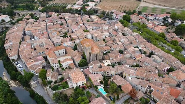 Medieval Town in South of France | HD Aerial