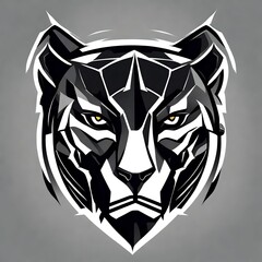 A logo for a business or sports team featuring a stylized  fierce black panther cat  that is suitable for a t-shirt graphic.