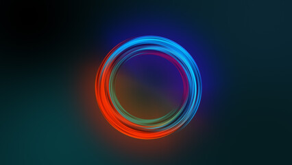 Colorful glowing circles abstract futuristic hi-tech motion on black background. Ultra HD 4K 3840x2160 video animation