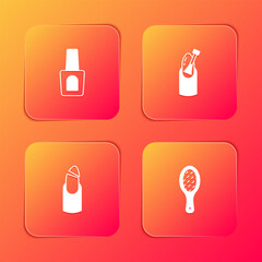 Set Bottle of nail polish, Nail manicure, Broken and file icon. Vector