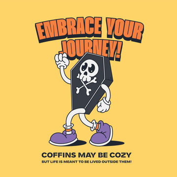 ILLUSTRATION OF COFFIN VINTAGE MASCOT CARTOON 
