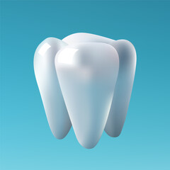 Tooth on a blue background. 3D. Vector