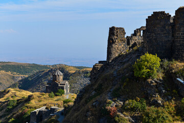 Fototapeta na wymiar Armenian Church and Amberd Castle