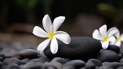 Fototapeta na wymiar Spa stones and white flowers