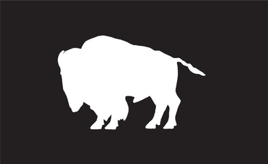 Vector bison isolated on black,white figure graphical illustration